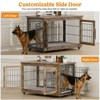 Gikpal Wooden Dog Crate Furniture, Stylish Dogs Kennel for Small to Extra Large, Double Door & A Cushion & 360°Wheel, Metal, Chew-Proof, Dog Cage - 4 of 4