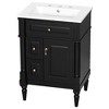 JANSNO 24" Freestanding Bathroom Vanity with Sink, Flip Drawer, Adjustable Shelf & Metal Handles - 2 of 4