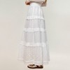Anna-Kaci Women's Tiered Maxi Skirt with Lace Eyelet Panels and Textured Striped Design - 4 of 4