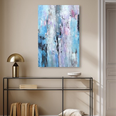 Blue and Pink Abstract Canvas Wall Art, 24" x 36"