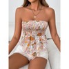 Women's Frill Shirred Ruffle Hem Strapless Tube Top Sleeveless Pleated Peplum Bandeau Blouse - 3 of 4