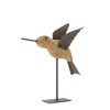 HomeRoots Set of Two 8" Natural Wood And Metal Bird Figurine Tabletop Sculpture - 4 of 4