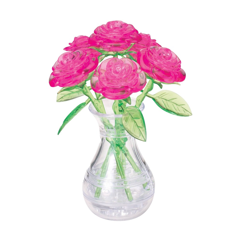 Photos - Jigsaw Puzzle / Mosaic Bepuzzled Roses in a Vase 3D Pink Crystal Puzzle - 47pc: Fine Motor Skills, Nature-themed, Educational Plastic Model