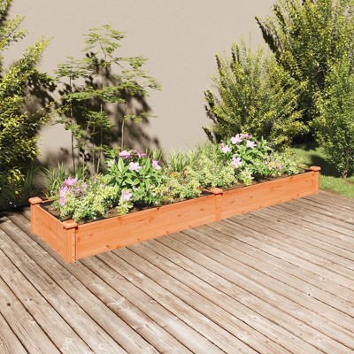 VidaXL Garden Raised Bed with Liner Brown 94.5 in.x23.6 in.x9.8 in. Solid Wood Fir
