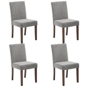 Parsons Dining Chairs Set of 2, Upholstered Linen Fabric with Button Tufted Back, Wood Legs for Kitchen, Dining Room, Living Room - 1 of 4