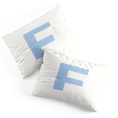 Deny Designs Standard April Lane Art Block Blue Monogram F Microfiber Printed Pillow Sham