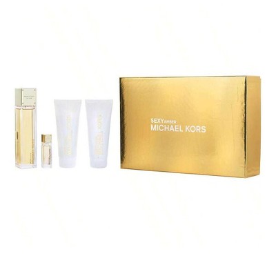 Sexy Amber by Michael Kors for Women - 4 Pc Gift Set 3.4oz EDP Spray, 0.17oz EDP Splash (Mini), 3.4oz Body Lotion, 3.4oz Shower Gel