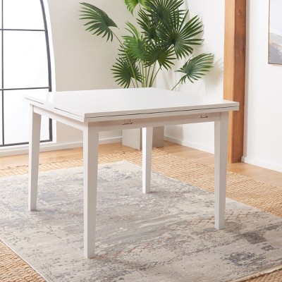 White Wood Extendable Rectangle Dining Table with Graduated Legs