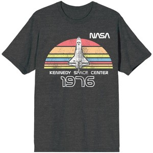 NASA Colorful Semi Circle Art Juniors Anthra Melange T-shirt - 1 of 3
