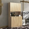 TopComfy Decorative Storage Cabinets Wardrobe Kitchen Cabinet With 6 Doors 1 Open Shelves And 1 Drawer For Bedroom, Beige, 39.37"*15.35"*70.87" - 2 of 4