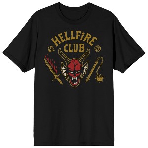 Stranger Things Hellfire Club Classic Logo Adult Black Crew Neck Short Sleeve T-shirt - 1 of 3