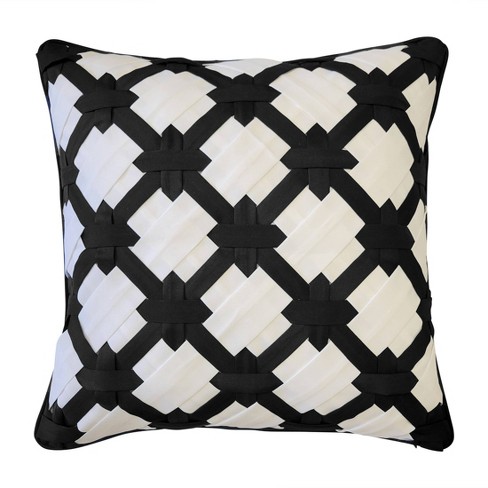 18"x18" Edie@Home 2-Tone Intricate Woven Square Indoor Outdoor Throw Pillow Black: Abstract Design, Hidden Zipper Closure - image 1 of 4