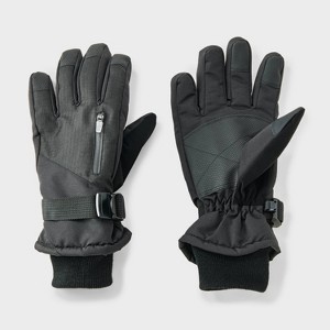 Men's Zip Pocket Ripstop Ski Gloves - Goodfellow & Co™ Black - 1 of 3