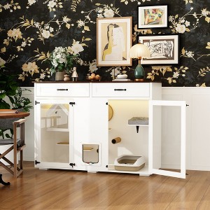 Famapy Cat Cabinet Acrylic Cabinet Door White Built-in Controllable Light Strip Scratching Board Scratching Rod - 1 of 4