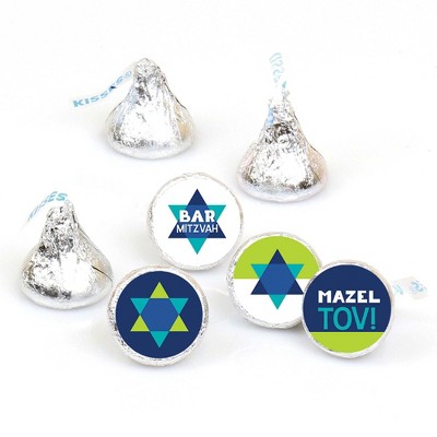Big Dot of Happiness Blue Bar Mitzvah - Boy Party Round Candy Sticker Favors - Labels Fit Hershey's Kisses (1 sheet of 108)