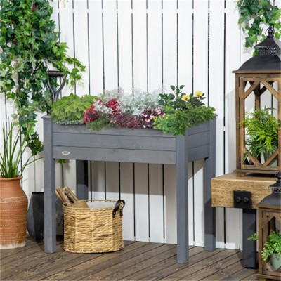 YONWAY Raised Garden Bed with Legs,Elevated Wooden Planter Box, Self-Draining with Bed Liner for Vegetables,Herbs, and Flowers Backyard,Dark Gray