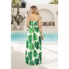 HAPPY BAY Women's House Daily Routine Evening Wear Holiday Flowy Backless Maxi A Line Casual Slit Party Strapless Tube Top Dress One Size Green, Leaf - 3 of 4