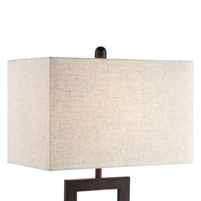 Bronze Rectangular Table Lamp with USB and AC Outlet