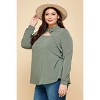 Slickblue Women's Plus Size Long Sleeve Top, Cut-Out Collar and Button Neck, Versatile Fit, Brown/Olive, 1XL-3XL - 4 of 4