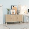 HOMCOM Buffet Cabinet, Storage Cabinet, Sideboard Floor Accent Cabinet with Rattan Doors and Adjustable Shelves for Living Room, Natural - 3 of 4