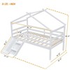 NicBex Twin Size Loft Bed with Slide & Ladder,Low Loft Bed Frame with Guardrails & House Roof Frame,Bed Frame for Kids,Box Spring Not Required,White - 3 of 4
