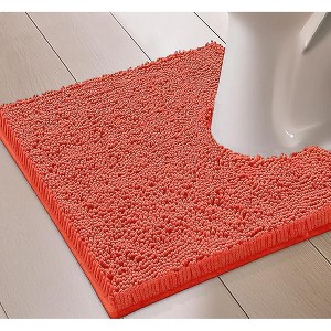 Home Mart Goods Coral Soft Cozy Plush Chenille Contour Bath Mat Bathroom Rug - 1 of 3