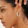 Iced Out Hoop Earrings, Cubic Gold Hypoallergenic, Luxury Fashion Circle Earrings for Men Women - 4 of 4
