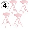 Set of 4 Counter Height Bar Stools – 24-Inch Backless Folding Chairs with 225lb Capacity for Kitchen, Rec Room, or Game Room by Lavish Home (Pink) - 2 of 4