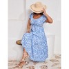 YESFASHION Women Plus Size Maxi Dress Floral Ruffle Summer Dress Short Sleeve Long Dress High Waist Sweethearte Neck Casual Dress - 4 of 4