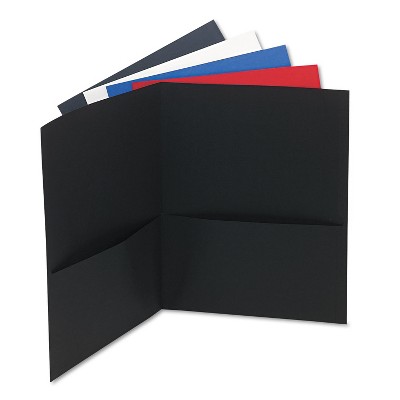 Universal Two-Pocket Portfolio Embossed Leather Grain Paper Assorted Colors 25/Box 56613