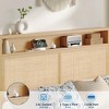 Rattan Bed Frame with Natural Rattan Headboard,Bohemian Frame with LED Lights & Charging Station,Storage Headboard, No Box Spring Needed - 3 of 4