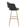 Fixed Faux Leather Contemporary Bar Stool with Low Back and Metal Legs for Home Bar or Kitchen (Set of 2) - 3 of 4
