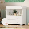 Baby Changing Table, Wooden Diaper Changing Station with Changing Top, Spacious Drawers, for Bedroom, Children's Room, White - 2 of 4