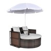 VidaXL Patio Bed with Parasol Brown Poly Rattan - 2 of 4