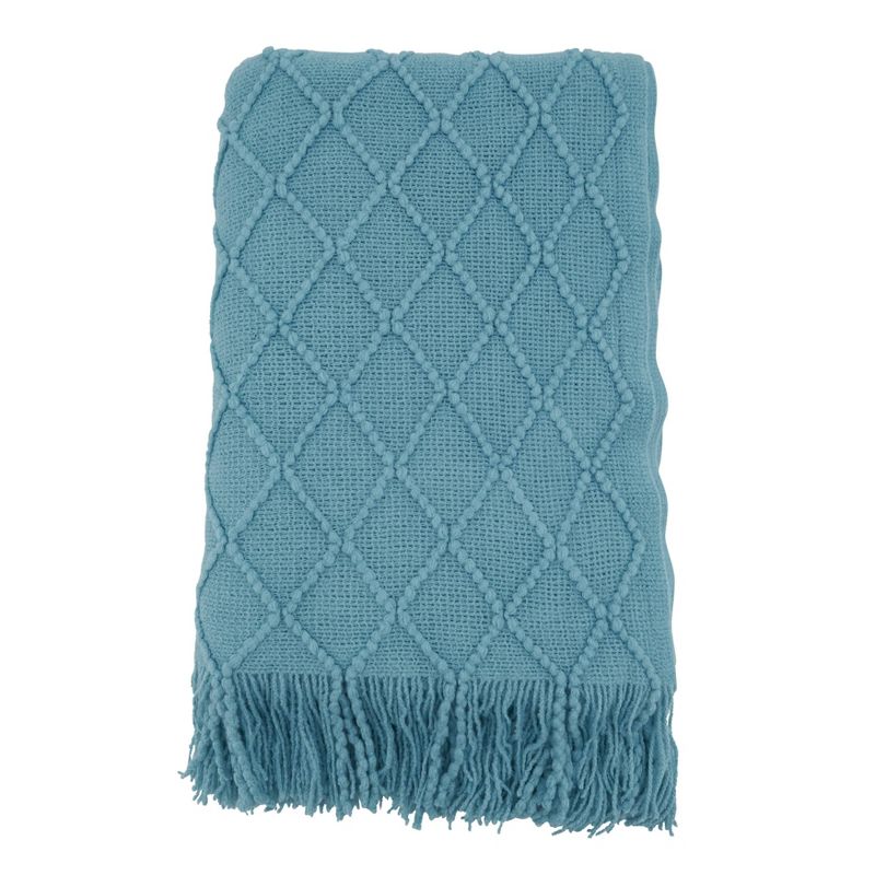 50"x60" Solid with Knitted Design Throw Blanket - Saro Lifestyle, 1 of 6