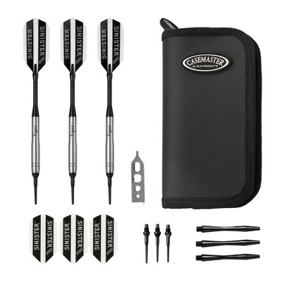 Viper Sinister Tungsten Darts Beveled Barrel and Deluxe Dart Case - Black