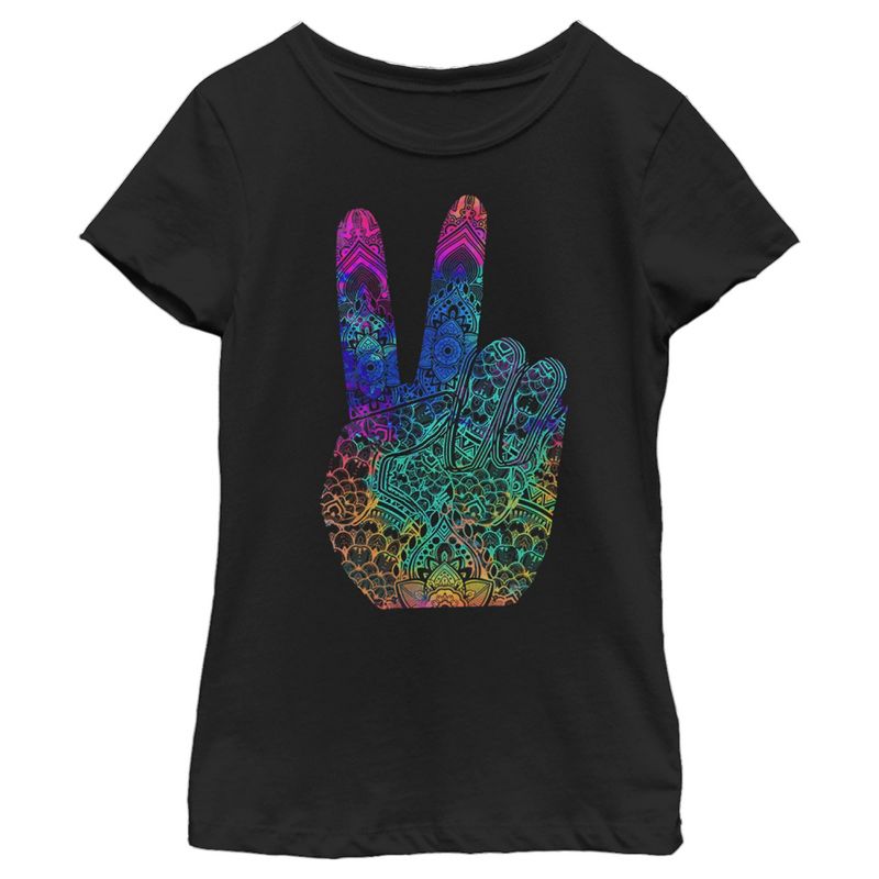 Girl's Lost Gods Rainbow Henna Peace T-Shirt, 1 of 5