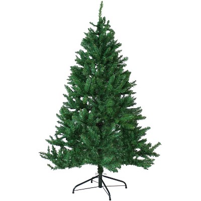 Sunnydaze Indoor Unlit Faux Tannenbaum Slim Holiday Christmas Evergreen Tree with Hinged Branches - 5' - Green