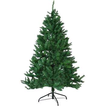 Sunnydaze Indoor Unlit Faux Tannenbaum Slim Evergreen Christmas Tree with Hinged Branches - Green