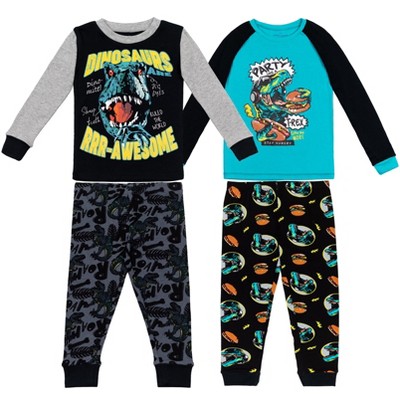 Dreamwave Dinosaur Cotton 4 Piece Pajama Shirt & Pants Set 