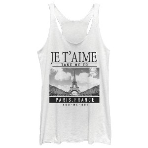 Women's Lost Gods Je T'aime Take Me to Paris France Racerback Tank Top - 1 of 3