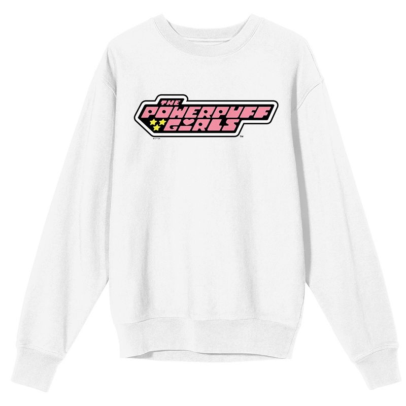 Powerpuff Girls Team Blossom Crew Neck Long Sleeve White Adult Sweatshirt, 1 of 5