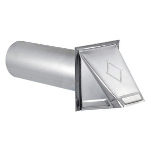 Lambro® 4-In. 26-Gauge Galvanized Steel Wall Exhaust Hood Bath Fan Vent with Damper, Wire-Mesh Screen, and 11-In. Pipe, 34400G in Silver - 1 of 4