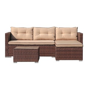 Sunsitt 3pc Steel Wicker Outdoor Patio Sofa Set - 1 of 4