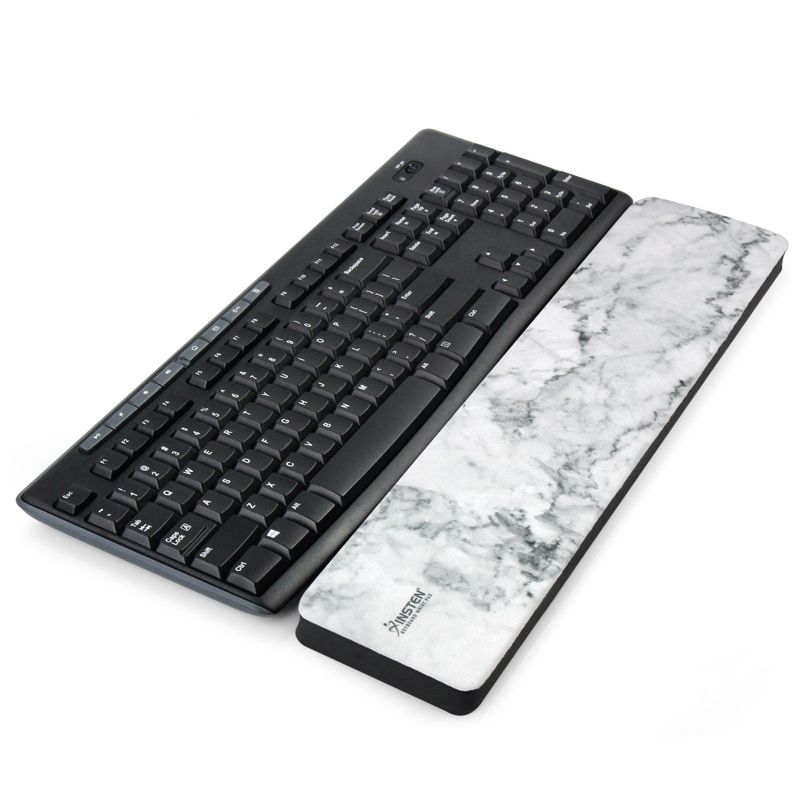 Insten Keyboard Wrist Rest Pad, Anti-Slip Ergonomic Palm Cushion Support for Comfortable Typing and Pain Relief, 17.3 x 3.7 in, White Marble, 1 of 10