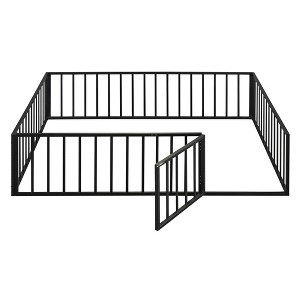 Dexmalle Metal Floor Bed Frame with Fence and Door - 1 of 4