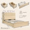 Brafabhome Rattan Queen Beds with Charging Station Headboard, Farmhouse Bed Frames With 10 Storage Drawers for Bedroom, No Box Spring Needed | Beige - 3 of 4