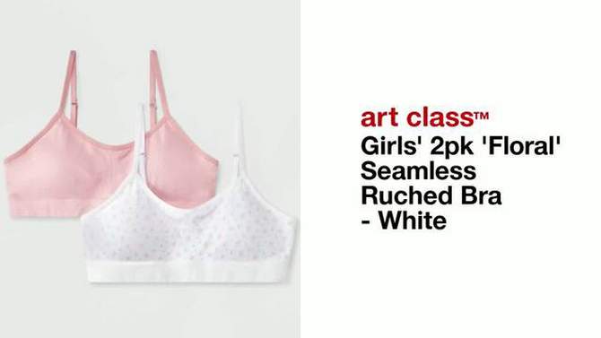Girls&#39; 2pk &#39;Floral&#39; Seamless Ruched Bra - art class&#8482; White, 2 of 4, play video
