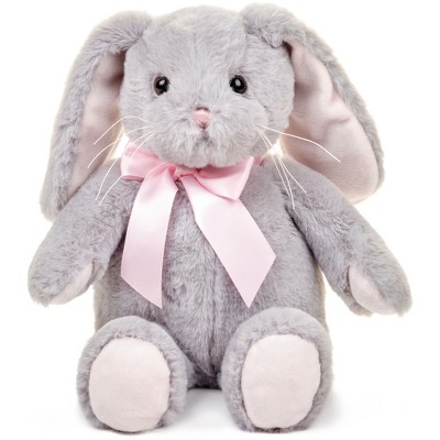 Bearington Lil' Mopsy The Stuffed Bunny Plush, 12 Inches Gray & Pink Easter Bunny with Soft Fur, Great Baby Gifts