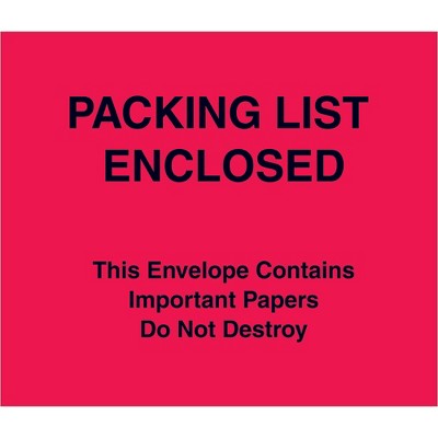 Box Partners "Packing List Enclosed" Important Papers Enclosed Envelopes (Paper Face) 7" x 6" PL483